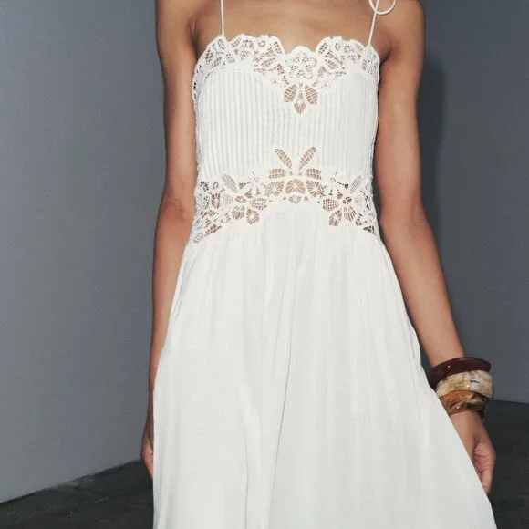 NWT ZARA ZW COLLECTION EMBROIDERED DRESS S, L - Picture 6 of 9